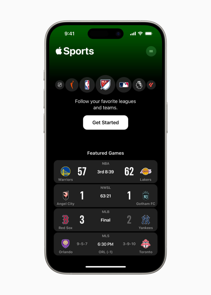 Apple发布全新应用Apple Sports，满足体育迷的需求