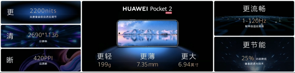 华为 Pocket 2 正式发布：竖向折叠屏手机、双向北斗卫星消息揭秘