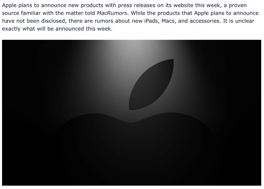 苹果公司或将在本周发布多款新品，包括 OLED iPad Pro 和 M3 MacBook Air