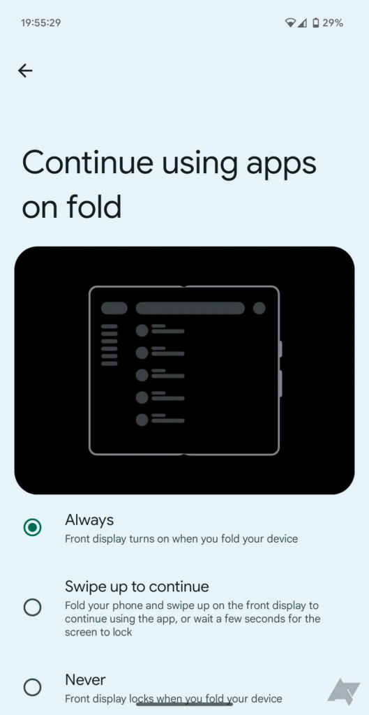 Google Pixel Fold 外屏幕新增功能：Android 15 DP2 允许滑动保持应用运行
