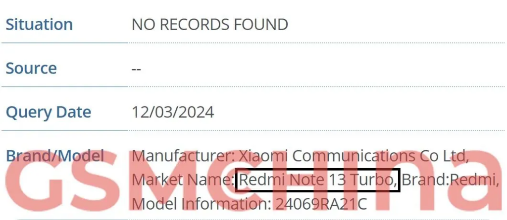 小米 Redmi Note 13 Turbo 手机曝光：代号“橄榄石”