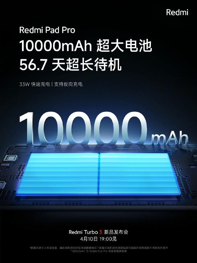小米 Redmi Pad Pro 平板预热：10000mAh 电池容量，支持反向充电