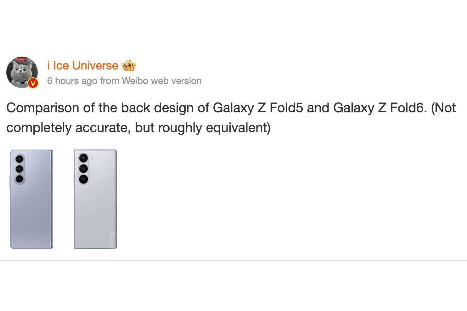 Galaxy Z Fold 6 与 Fold 5 的正反面对比，有许多新变化