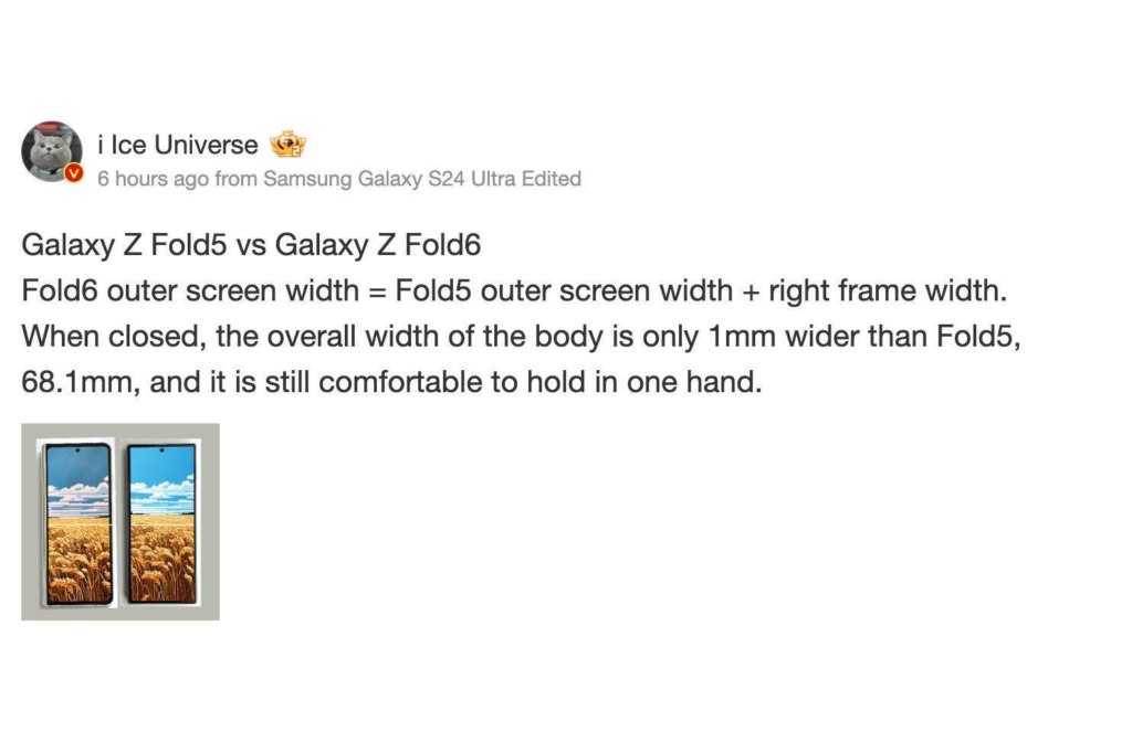 Galaxy Z Fold 6 与 Fold 5 的正反面对比，有许多新变化