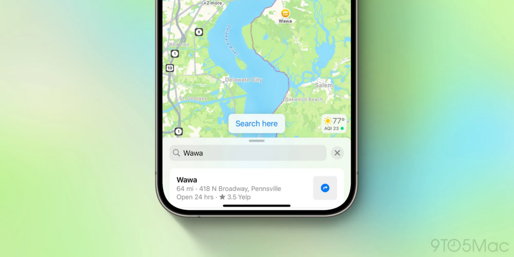 苹果 iOS 18 地图应用引入“在此搜索”按钮：指定地点搜索周边设施、餐馆等