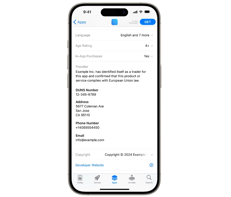 欧盟苹果 App Store 将强制要求显示开发者的邮箱和电话号码