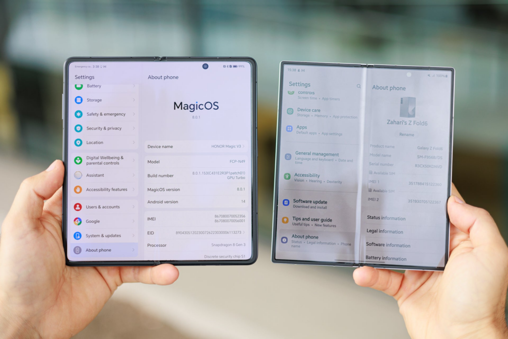 荣耀Magic V3与三星Galaxy Z Fold 6全方位对比：性能、电池、充电与相机评测