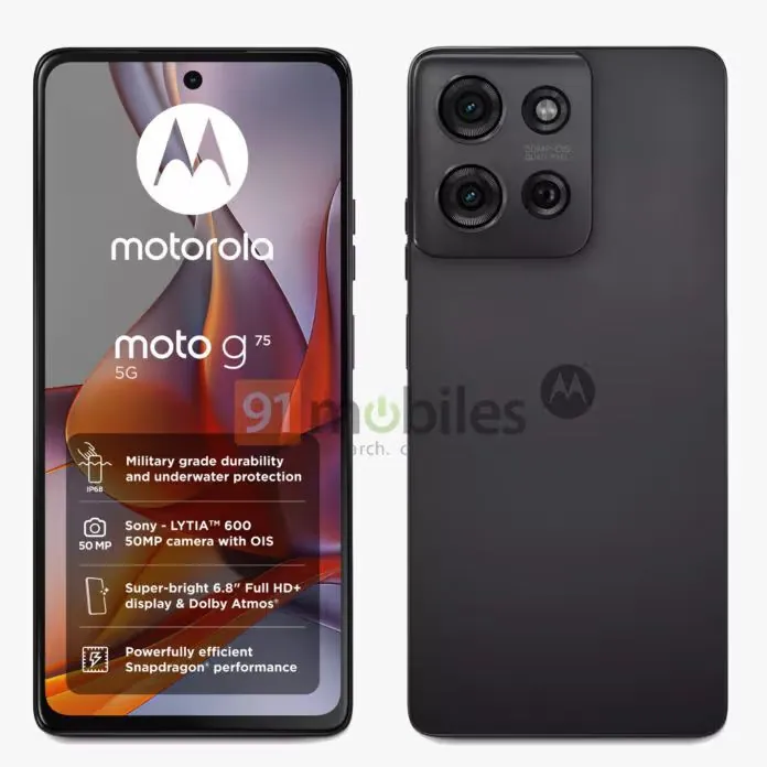 摩托罗拉 Moto G75 渲染图曝光：5000 万像素主摄、6.8 英寸大屏、IP68 防水防尘